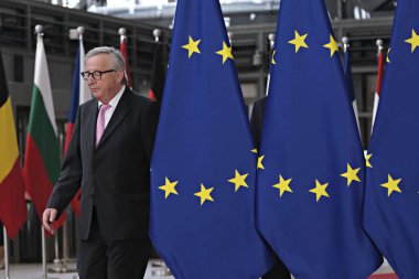 Brüksel, Belçika. 30 Haziran 2019. Avrupa Komisyonu Başkanı Jean-Claude Juncker, Avrupa Birliği (Ab) zirvesi için Avrupa Birliği Genel Merkezi'ne geldi.
