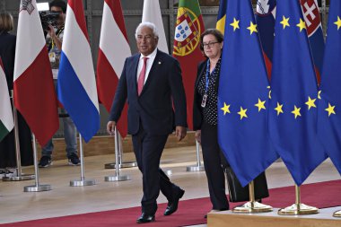 Brüksel, Belçika 30 Haziran 2019. Portekiz Başbakanı Antonio Costa, Avrupa Birliği liderleriyle görüşmek üzere geldi. 