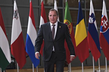 Brüksel, Belçika. 30 Haziran 2019.İsveç Başbakanı Stefan Lofven Avrupa Birliği (Ab) zirvesi için Avrupa Birliği Genel Merkezi'ne geldi.