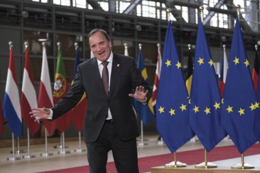 Brüksel, Belçika. 30 Haziran 2019.İsveç Başbakanı Stefan Lofven Avrupa Birliği (Ab) zirvesi için Avrupa Birliği Genel Merkezi'ne geldi.