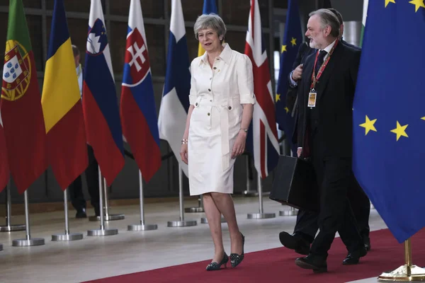 Bryssel Belgien Juni 2019 Storbritanniens Premiär Minister Theresa May Anländer — Stockfoto