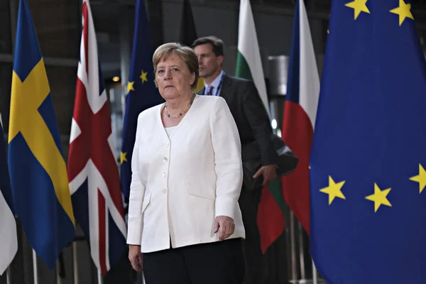 2019年6月30日 德国总理安格拉 默克尔抵达比利时布鲁塞尔与欧盟领导人会晤 — 图库照片