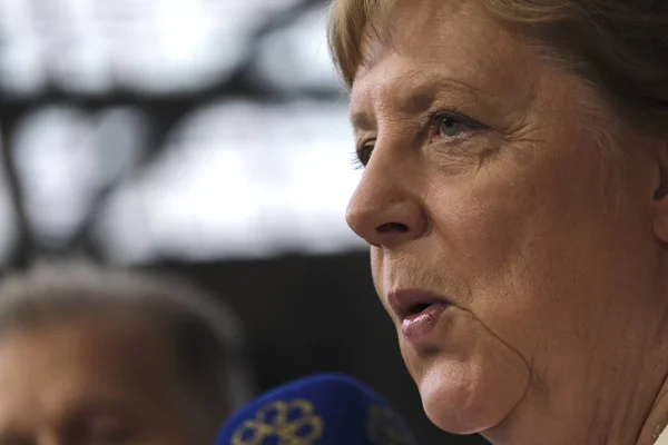 比利时布鲁塞尔 2019年6月30日德国总理安格拉 默克尔在欧盟峰会闭幕时举行媒体会议 — 图库照片