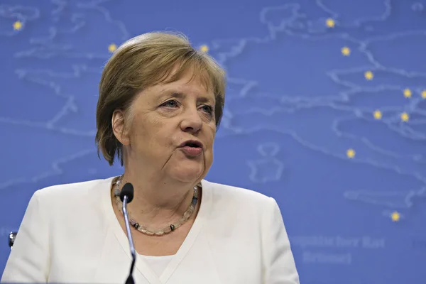 Bryssel Belgien Juli 2019 Angela Merkel Tysklands Förbundskansler Ger Media — Stockfoto