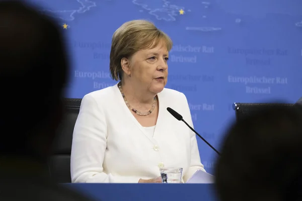 Bruxelas Bélgica Julho 2019 Angela Merkel Chanceler Alemanha Uma Conferência — Fotografia de Stock