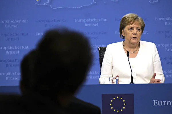 Bruselas Bélgica Julio 2019 Angela Merkel Canciller Alemania Una Conferencia — Foto de Stock