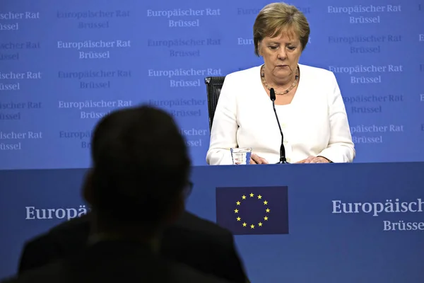 Brussels Belgia Juli Tahun 2019 Angela Merkel Kanselir Jerman Memberikan — Stok Foto