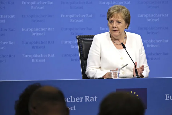 Brusel Belgie Července 2019 Angela Merkelová Německá Kancléřka Závěr Summitu — Stock fotografie