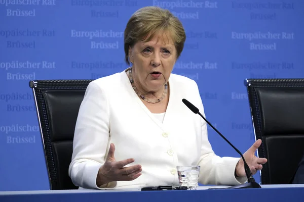 Bryssel Belgien Juli 2019 Angela Merkel Tysklands Förbundskansler Ger Media — Stockfoto