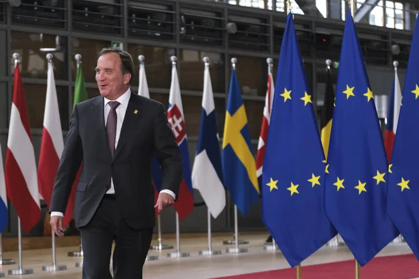 Brüksel, Belçika. 30 Haziran 2019.İsveç Başbakanı Stefan Lofven Avrupa Birliği (Ab) zirvesi için Avrupa Birliği Genel Merkezi'ne geldi.