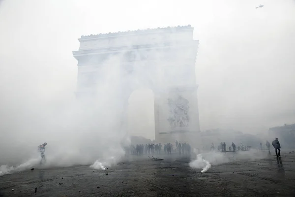 Paris'te Sarı Yelekler Protesto, Fransa — Stok fotoğraf