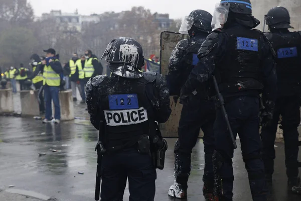 Žlutá vesta protestu v Paříži, Francie — Stock fotografie