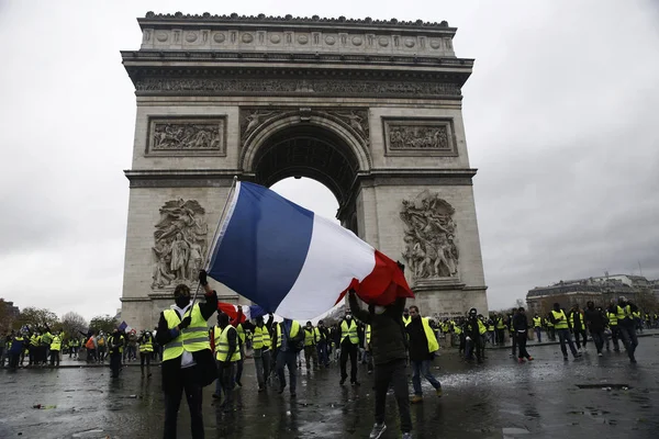 Gilet Gialli Protesta a Parigi, Francia — Foto Stock