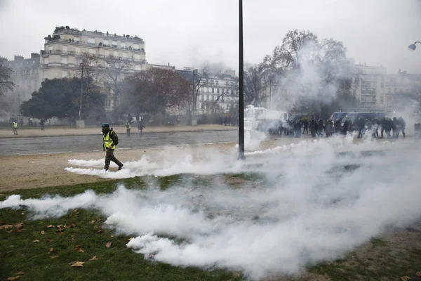 Paris'te Sarı Yelekler Protesto, Fransa — Stok fotoğraf