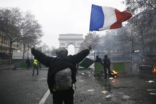 Gilet Gialli Protesta a Parigi, Francia — Foto Stock