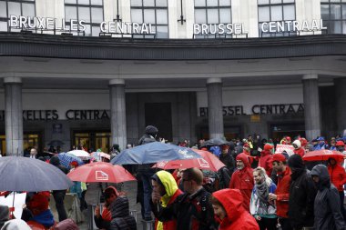 Hükümetin emeklilik reformunu protesto edin. Brüksel, Belçika
