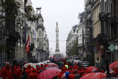 Hükümetin emeklilik reformunu protesto edin. Brüksel, Belçika