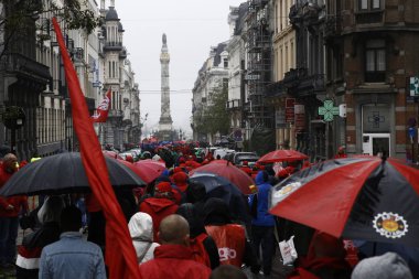 Hükümetin emeklilik reformunu protesto edin. Brüksel, Belçika