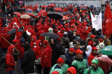 Hükümetin emeklilik reformunu protesto edin. Brüksel, Belçika