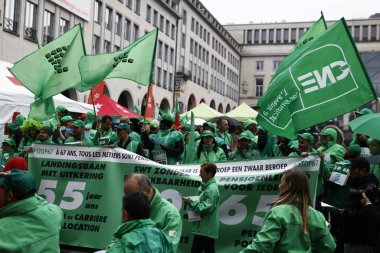 Hükümetin emeklilik reformunu protesto edin. Brüksel, Belçika