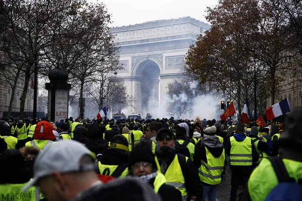 Gilet Gialli Protesta a Parigi, Francia — Foto Stock