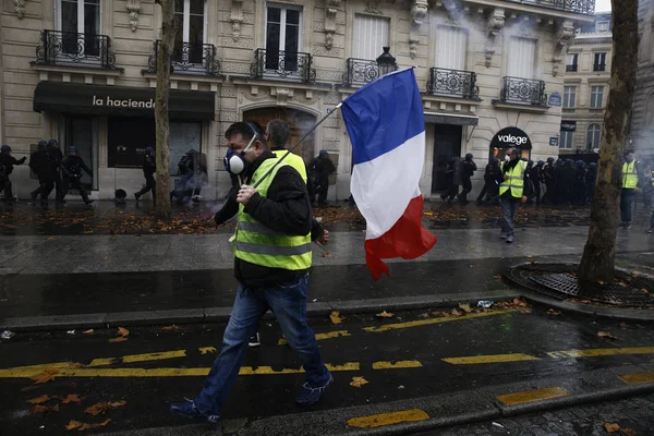 Gilet Gialli Protesta a Parigi, Francia — Foto Stock