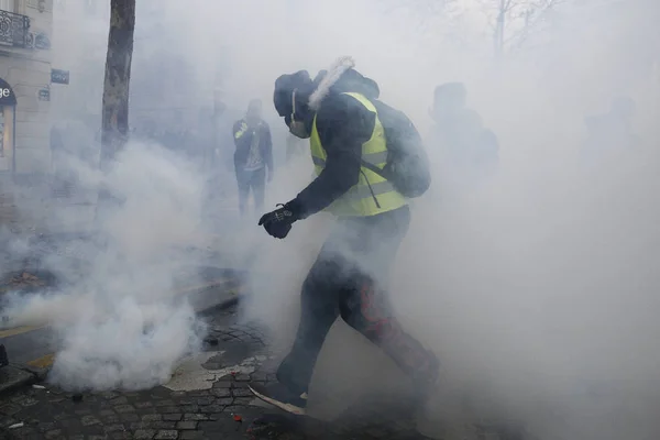 Paris'te Sarı Yelekler Protesto, Fransa — Stok fotoğraf