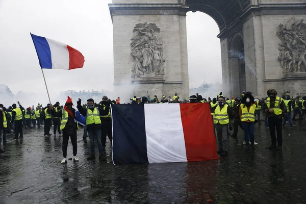 Gilet Gialli Protesta a Parigi, Francia — Foto Stock