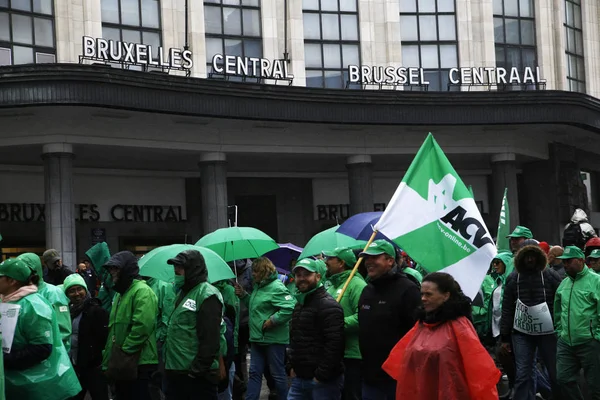 政府の年金改革に抗議ブリュッセル(ベルギー) — ストック写真