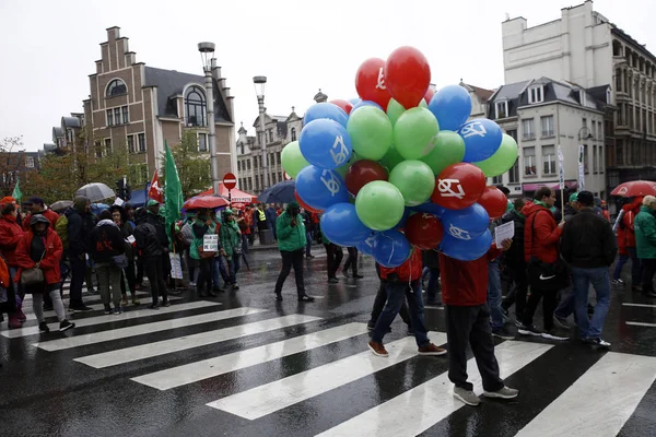 Protesta contra la reforma de las pensiones del gobierno. Bruselas, Bélgica — Foto de Stock