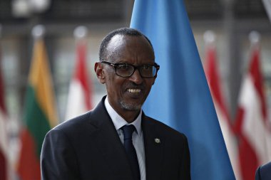 President of Rwanda Paul Kagame, Brussels clipart