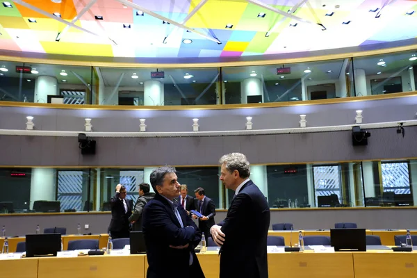 Σύνοδος των Υπουργών Οικονομικών της Ευρωομάδας στις Βρυξέλλες, Βέλγιο — Φωτογραφία Αρχείου