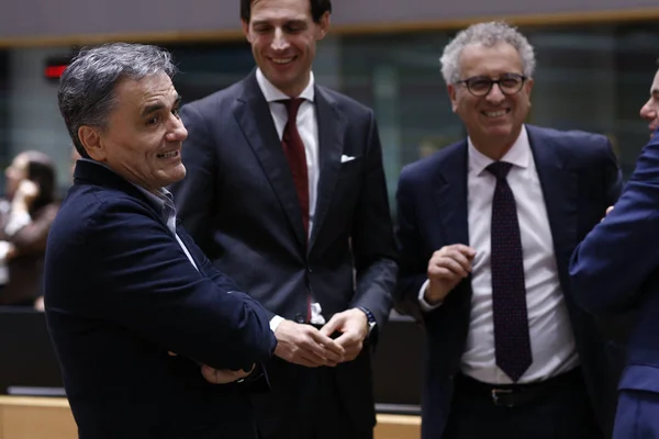 Засідання міністрів фінансів eurogroup у Брюсселі, Бельгія — стокове фото