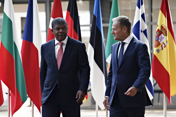 Президент Анголі Жоао Лоренко, Брюссель — стокове фото