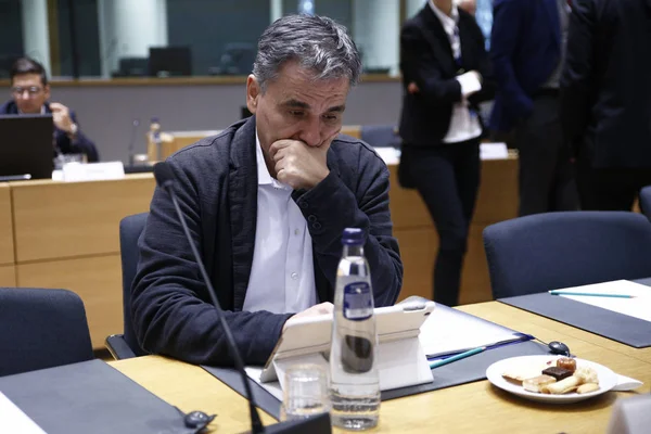 Ministros de Hacienda del Eurogrupo reunidos en el Consejo Europeo de B — Foto de Stock