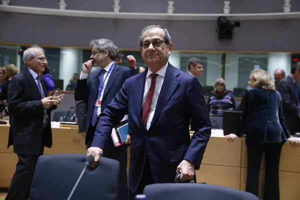 Ministros de Hacienda del Eurogrupo reunidos en el Consejo Europeo de B — Foto de Stock