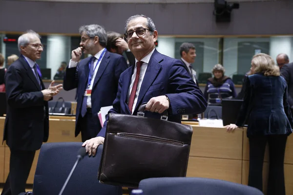 Ministri delle finanze dell'Eurogruppo riuniti in sede di Consiglio europeo a B — Foto Stock