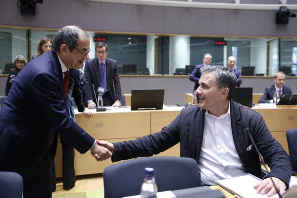 Eurogroup finance ministers meeting at the European Council in B — Stock Photo, Image