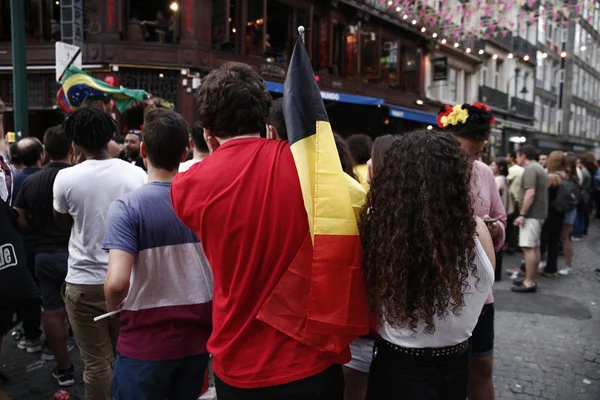 브뤼셀 벨기에 2018년 벨기에 서포터즈가 브라질과 벨기에의 2018 러시아 월드컵 — 스톡 사진