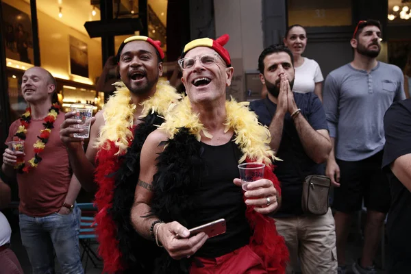 Brussel België Juli 2018 Belgische Supporters Kijken Naar Het Rusland — Stockfoto