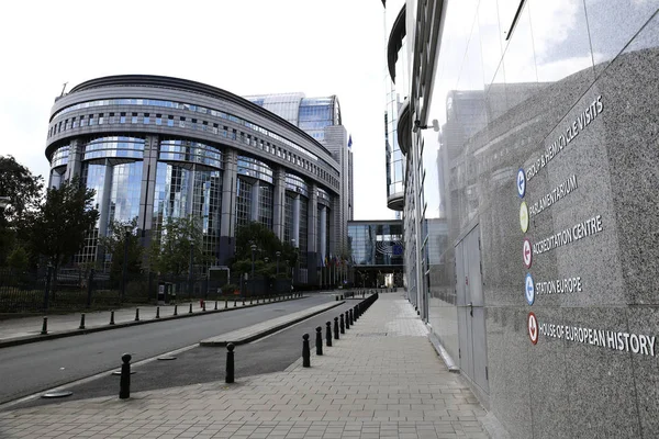 Widok Zewnątrz Budynek Parlamentu Europejskiego Brukseli Belgia Września 2018 — Zdjęcie stockowe