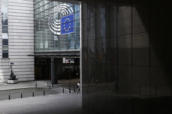 Widok Zewnątrz Budynek Parlamentu Europejskiego Brukseli Belgia Września 2018 — Zdjęcie stockowe