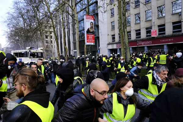 (Inggris) Yellow Vest Protest in Brussels — Stok Foto