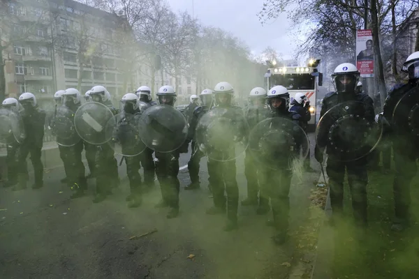 Protest żółte kamizelki w Brukseli — Zdjęcie stockowe