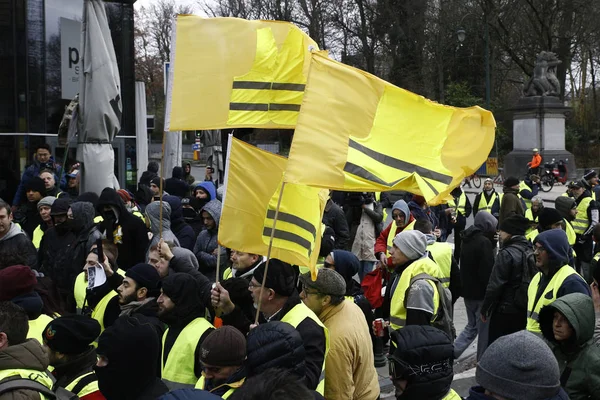 Protesta de chalecos amarillos en Bruselas — Foto de Stock