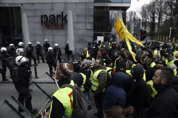 Protesta de chalecos amarillos en Bruselas — Foto de Stock