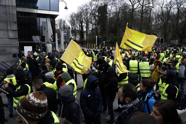 Protesta de chalecos amarillos en Bruselas — Foto de Stock