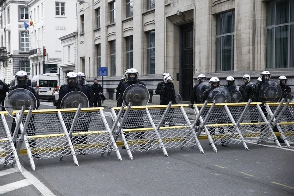 Sárga mellények Protest Brüsszelben — Stock Fotó