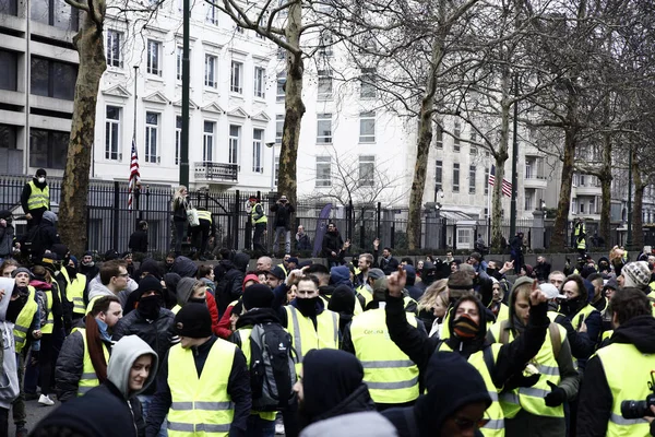 Protesto de Coletes Amarelos em Bruxelas — Fotografia de Stock