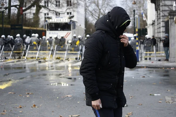 Protesto de Coletes Amarelos em Bruxelas — Fotografia de Stock